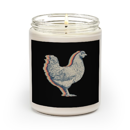 Chicken Farm Farmer Farming Retro Line Art Scented Candles