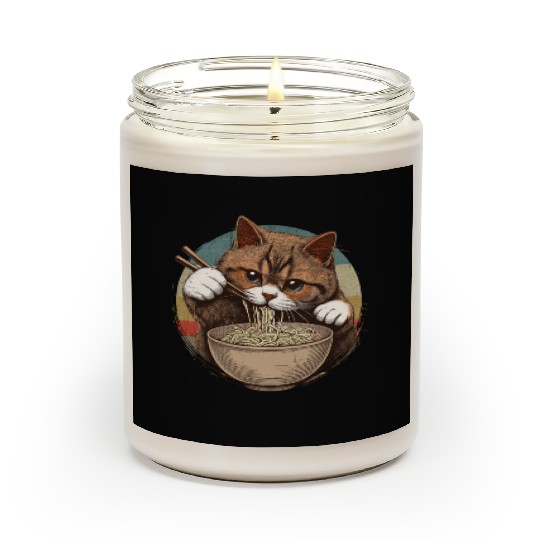 Vintage Noodle Cat,Ramen Foodie Lover Scented Candles