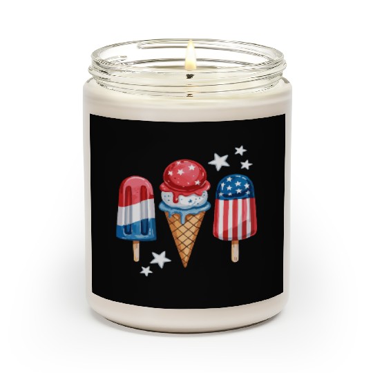 Patriotic Ice Cream and Popsicles with Stars Scented Candles