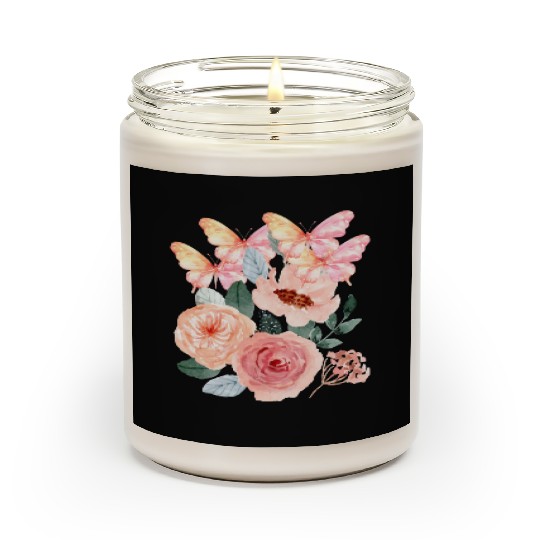 Graphic floral butterflies Scented Candles