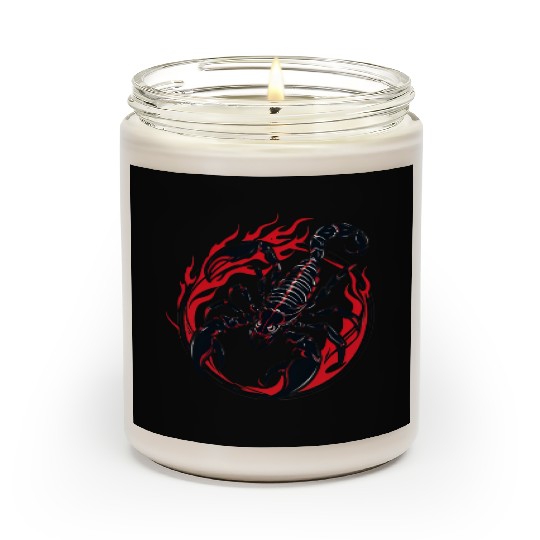 Tribal Scorpion Tattoo – Red & Black Ink on White Scented Candles