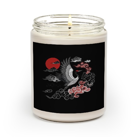 Japanese Crane with Rising Sun and Clouds-DESIGN Scented Candles