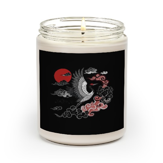 Japanese Crane with Rising Sun and Clouds-DESIGN Scented Candles