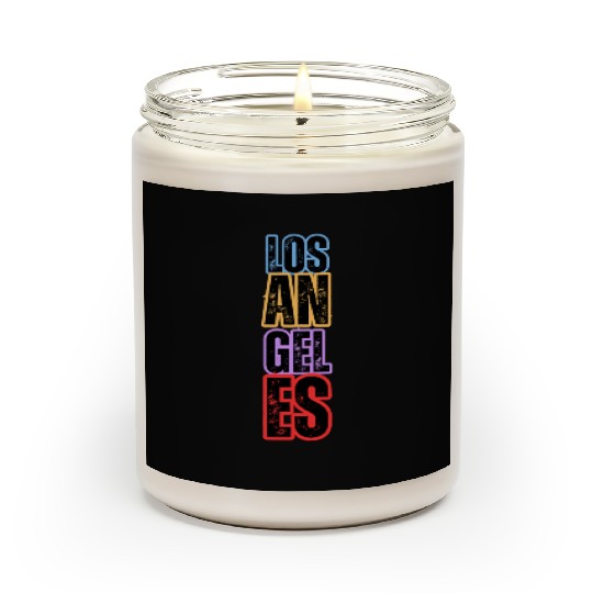Los Angeles City Colorful Grunge Text Scented Candles