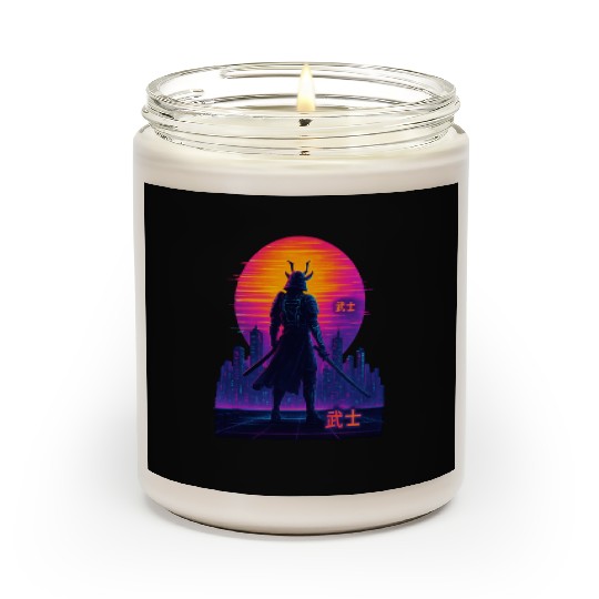 Neon Samurai - Cyberpunk Warrior Art Scented Candles