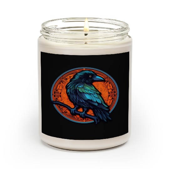 Mystic Raven Mandala – Gothic Bird Art Scented Candles