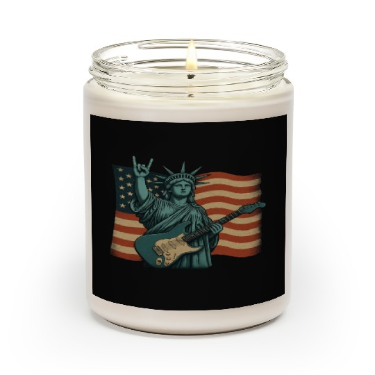 4th of July Statue Of Liberty Rock Guitar USA Flag Scented Candles