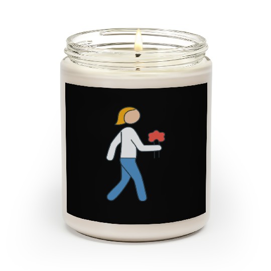 Person walking with flowers in hand Scented Candles