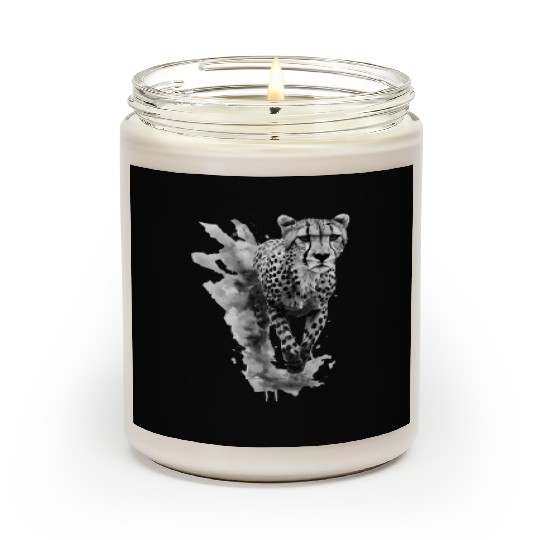 Cheetah: Black and White Art Design Scented Candles