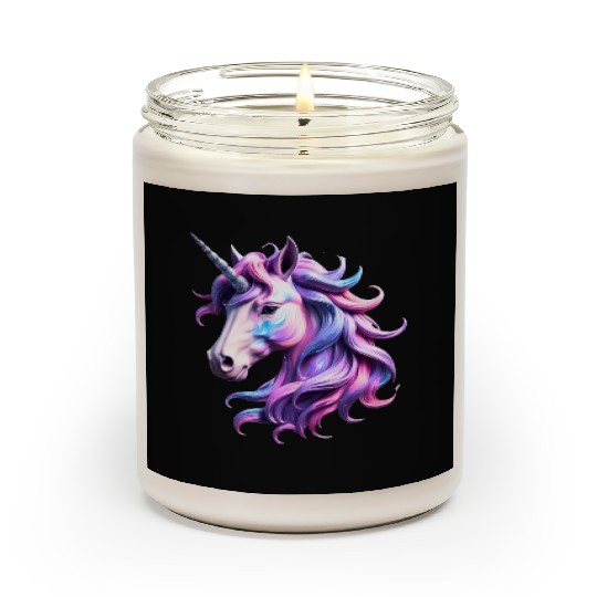 Magical Rainbow Unicorn Illustration Scented Candles