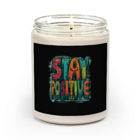 Stay Positive – Retro Color Block Text Scented Candles
