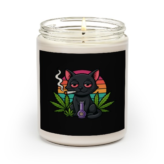 Cute Cat Smoking Weed Scented Candles