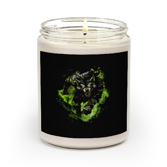 Magic Werewolf With Mystical Green Aura Scented Candles