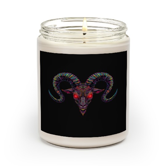 Psychedelic Demon Head with Spiral Horns Scented Candles
