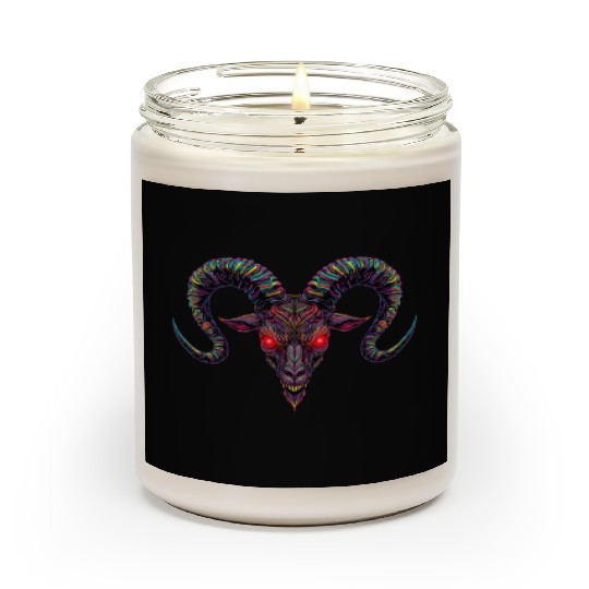 Psychedelic Demon Head with Spiral Horns Scented Candles