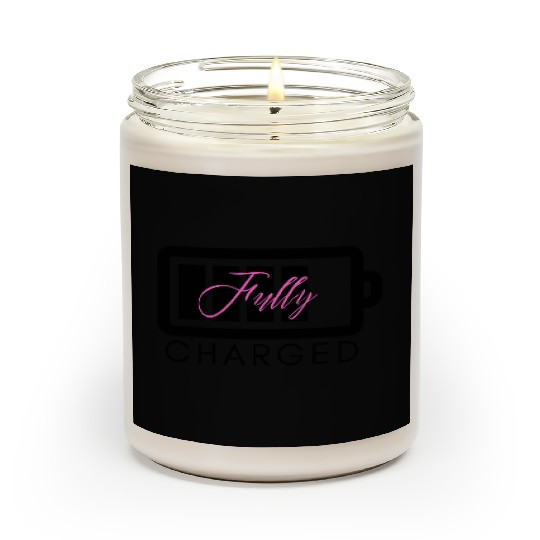 Pink and Grey Fully Charged Battery Print T Shi Scented Candles