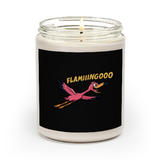 FLAMIIINGOOO – Funny Cartoon Flamingo in Flight De Scented Candles