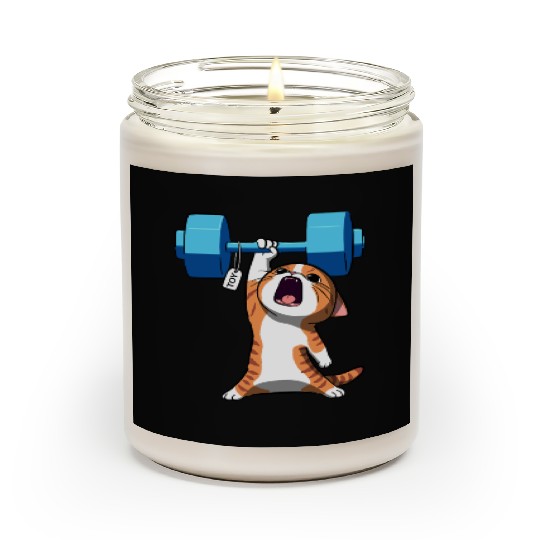 Workout Strength! Tiny Warrior Cat Huge Muscles. Scented Candles