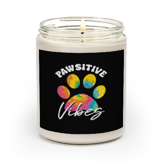 Tie Dye Dog Mom For Dog Paw Lover Gifts Paw Print Scented Candles