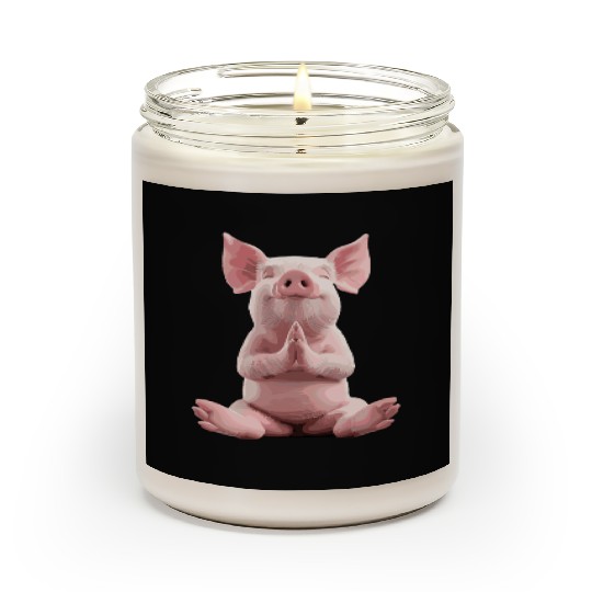 Peaceful Meditating Pig Artwork for Relaxation Scented Candles
