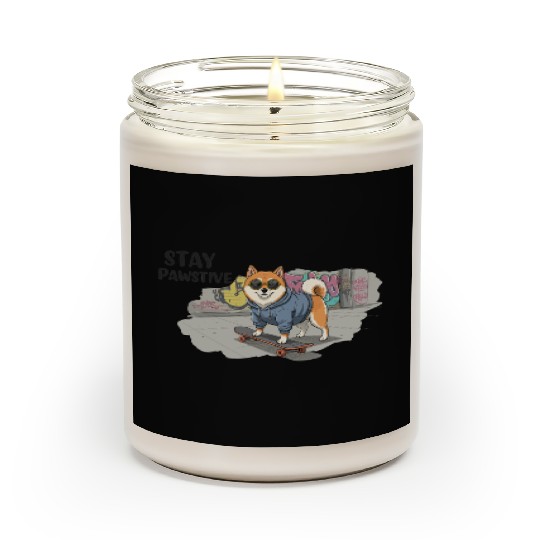 Stay Pawstive – Cool Shiba Inu Skateboard Dog Scented Candles