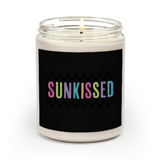Checkered Neon Sunkissed Summer Vacation Scented Candles