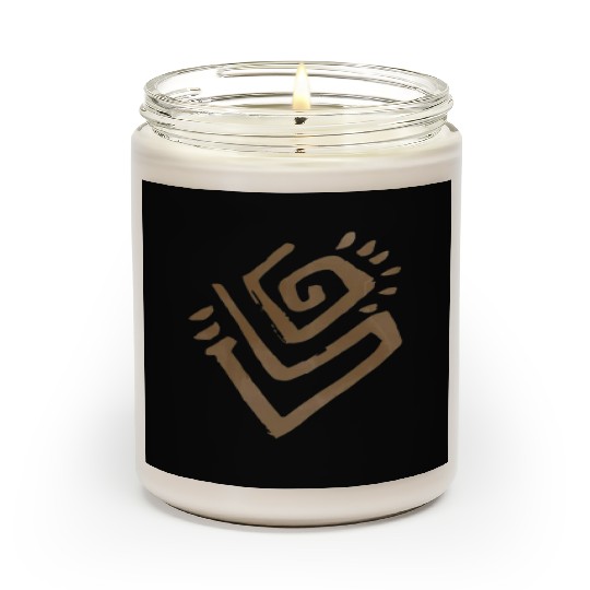 Abstract Spiral Symbol in Light Brown on Texture Scented Candles