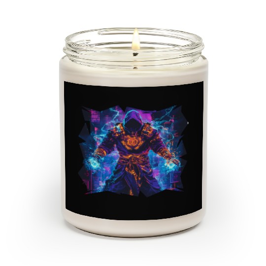 Bright Magician With Energy Aura In Neon Colors Scented Candles