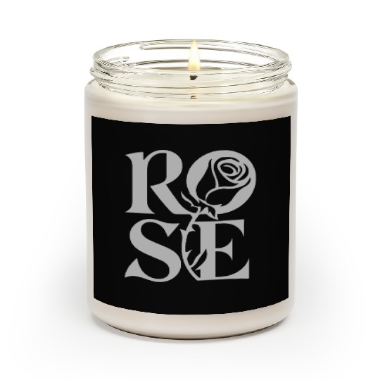 Elegant Rose Typography Art with Floral Element Scented Candles