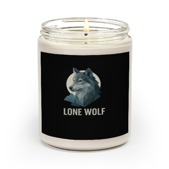 Lone Wolf – Geometric Wolf Head under Moon Wildern Scented Candles