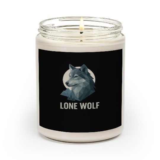 Lone Wolf – Geometric Wolf Head under Moon Wildern Scented Candles