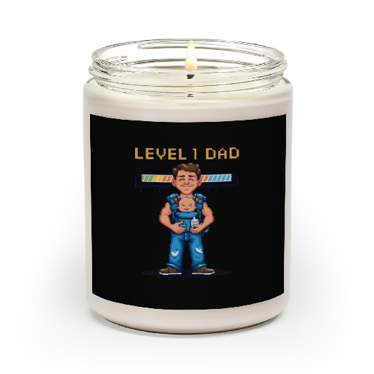 Funny Retro Gamer Dad Pixel Art Father's Day Gift Scented Candles
