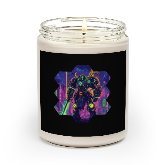 Bright Sci Fi Warrior In Neon Colors Scented Candles
