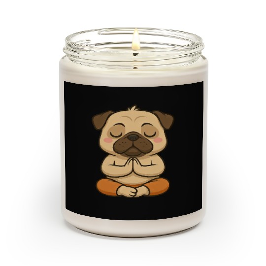 Cute pug yoga meditation relaxation cartoon Scented Candles