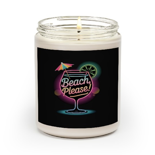 Neon Tropical Cocktail Beach Please Retro Summer Scented Candles