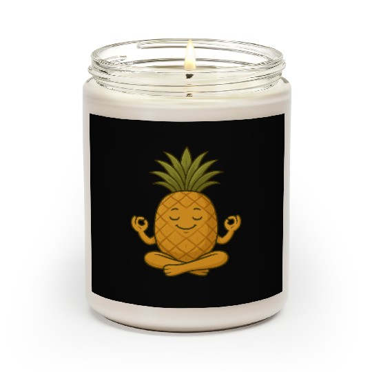 Cute pineapple yoga meditation relaxation cartoon Scented Candles