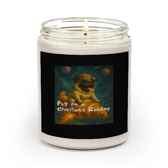Pug on a Croissant Rocket Scented Candles