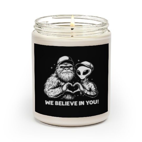 Alien Bigfoot Heart Hands Cryptid Funny Scented Candles