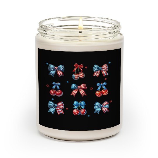 America Cherry Bow 4th of July Scented Candles