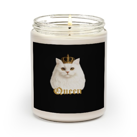 White fluffy Queen Cat Scented Candles