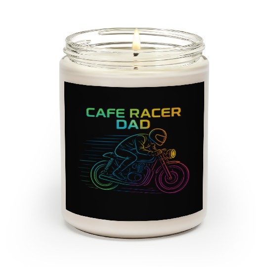 Cafe Racer Dad Vintage Motorcycle Line Art Biker Scented Candles