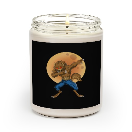 Dabbing Werewolf Retro Moon Halloween Monster Scented Candles