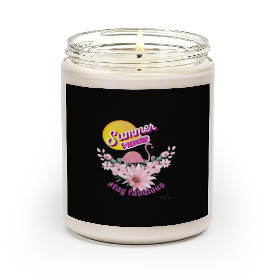 “Summer Vibes,Stay Fabulous”Flamingo Graphic tshir Scented Candles