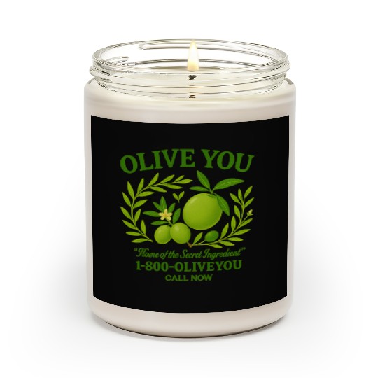 Olive You Cute Vintage Pun Graphic Scented Candles