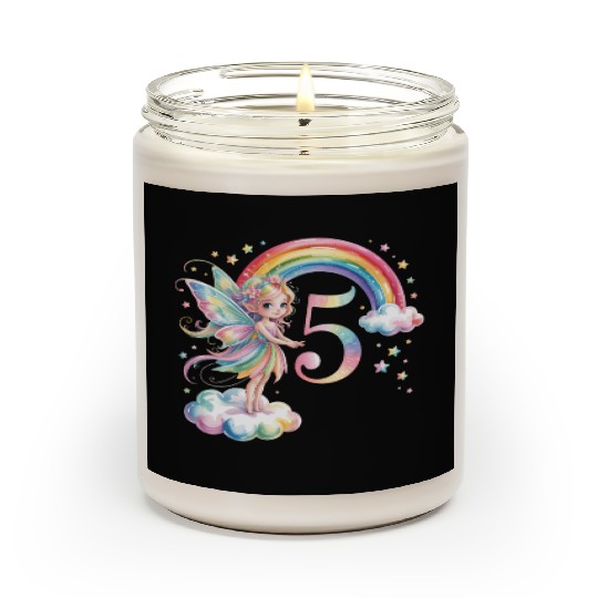 Magical Rainbow Fairy Elf 5th Birthday Girl Scented Candles