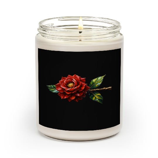 Crimson Rose Bloom – Botanical Clipart Scented Candles