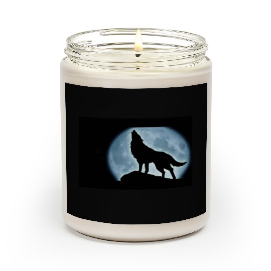 Wolf howling in the moonlight Scented Candles