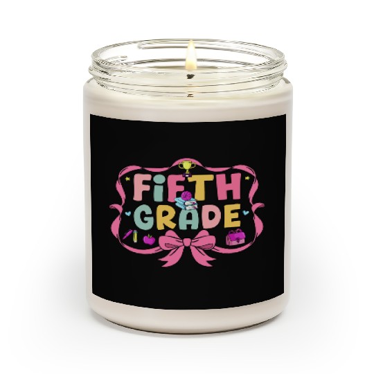 Preppy Back To School 5th Grade Coquette Bow Girls Scented Candles