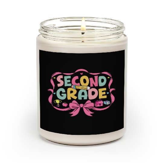 Preppy Back To School Second Grade Coquette Bow Scented Candles