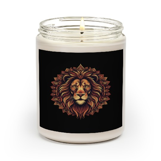 Majestic Lion Mandala Design Scented Candles